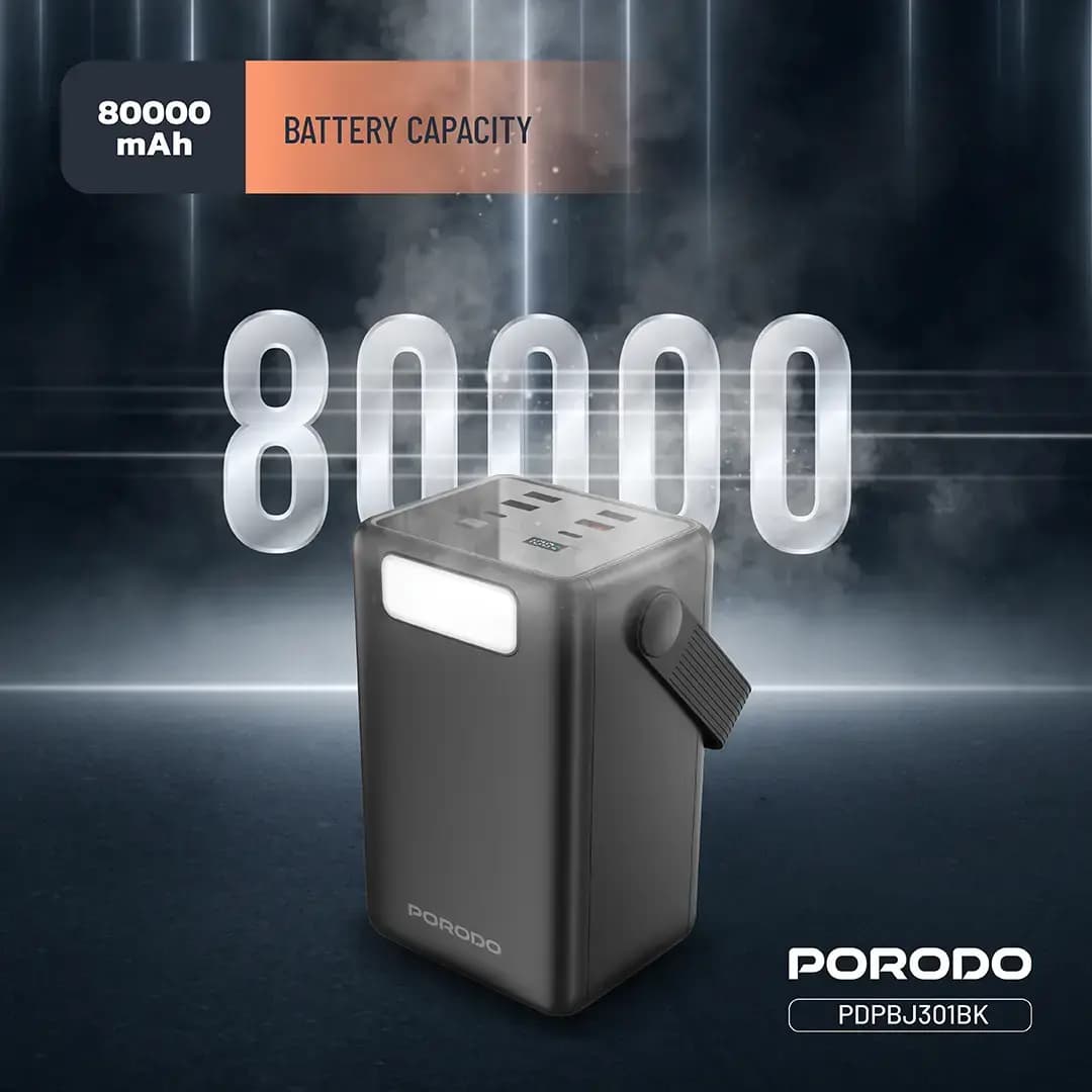 پاوربانک 80000 هزار 20 وات لارا پرودو مدل PORODO LARA 80000 20W POWER BANK PDPBJ261BK — تصویر ۵