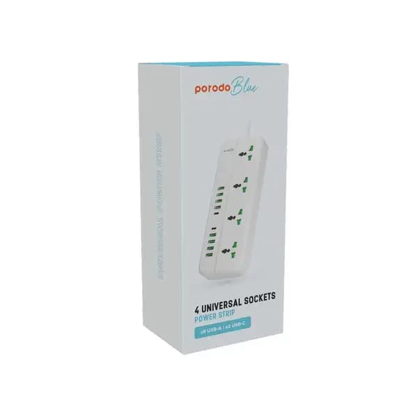 چندراهی برق پرودو مدل PORODO Blue 4 Universal Sockets Power Strip — تصویر ۵