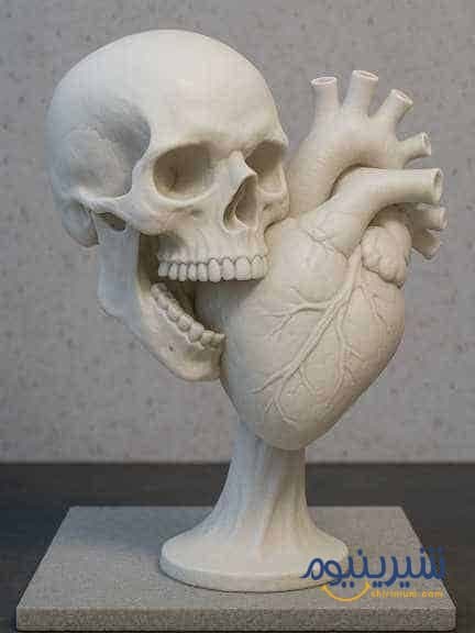 مجسمه دکوراتیو جمجمه با طرح قلب Skull and Heart