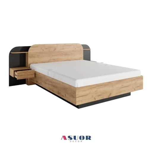 تخت 160 در 200 تمام mdf با بغل تختی مبلمان فرنا مدل 1143748