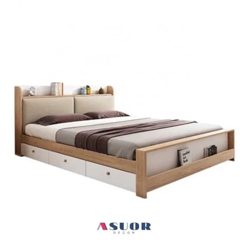 تخت 160 در 200 تمام mdf با 3کشو مبلمان فرنا مدل 1143747
