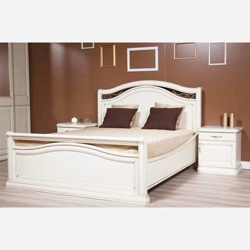 تخت خواب دونفره همراه با پاتختی سفید زیبا مبلمان فرنا مدل 1143638