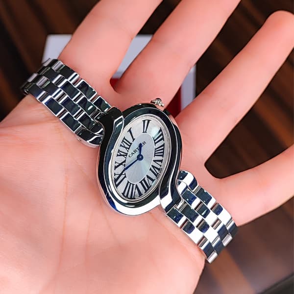 ساعت مچی زنانه کارتیر بیضی بند استیل نقره ای (Cartier) — تصویر ۶