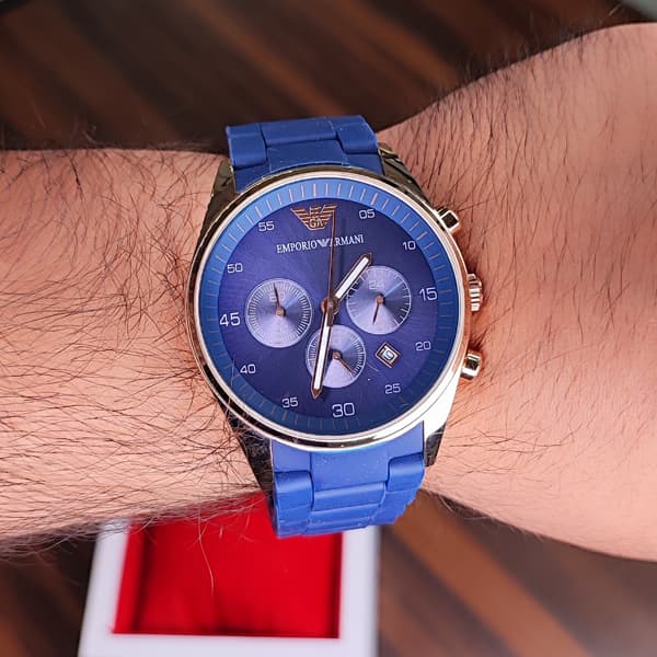 ساعت مچی امپریو آرمانی مردانه آبی سه موتوره (Emporio Armani Chronograph) — تصویر ۵
