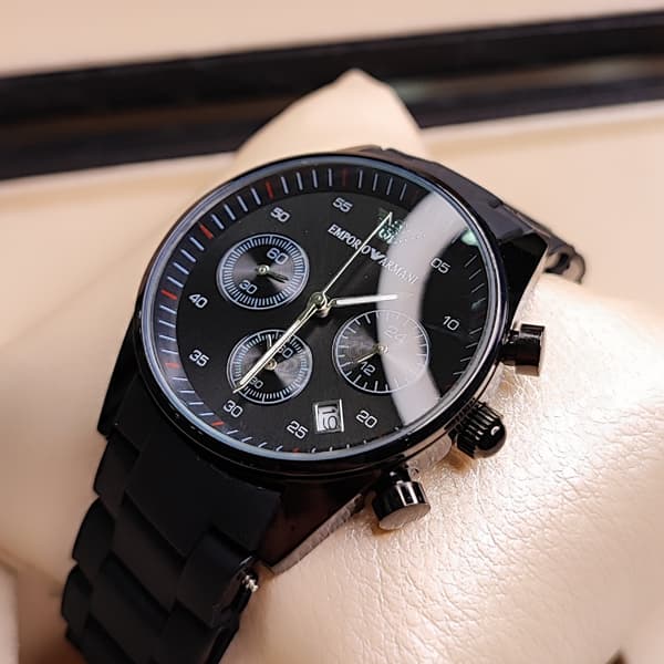 ساعت مچی امپریو آرمانی زنانه مشکی سه موتوره (Emporio Armani Chronograph) — تصویر ۷