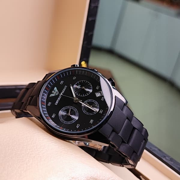 ساعت مچی امپریو آرمانی زنانه مشکی سه موتوره (Emporio Armani Chronograph) — تصویر ۵
