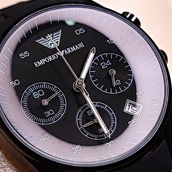ساعت مچی امپریو آرمانی زنانه مشکی سه موتوره (Emporio Armani Chronograph) — تصویر ۶