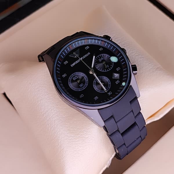 ساعت مچی امپریو آرمانی زنانه مشکی سه موتوره (Emporio Armani Chronograph) — تصویر ۳