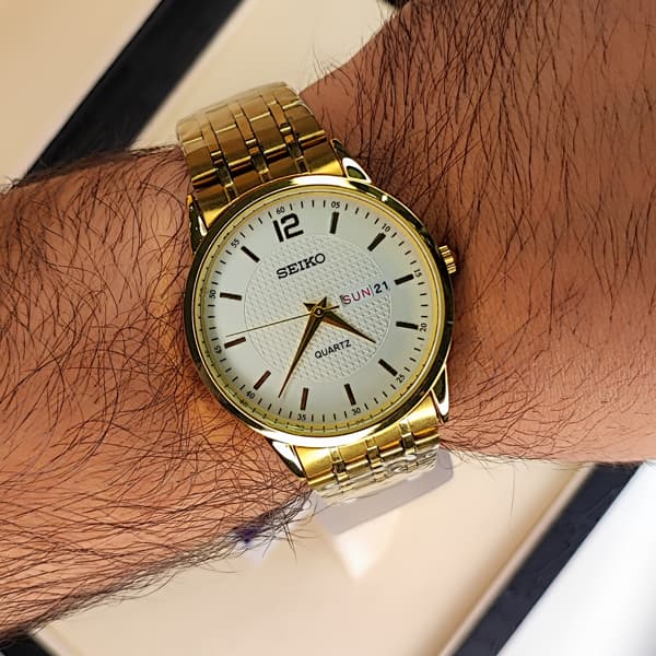 ساعت مچی عقربه ای مردانه طلایی سیکو مدل 1183G — تصویر ۵