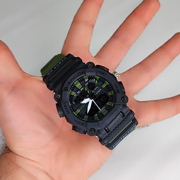 ساعت مچی کاسیو جی شاک دو زمانه مشکی سبز G-Shock (دو موتوره) — تصویر ۷