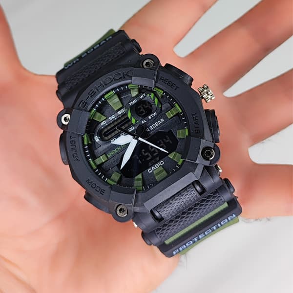 ساعت مچی کاسیو جی شاک دو زمانه مشکی سبز G-Shock (دو موتوره) — تصویر ۶