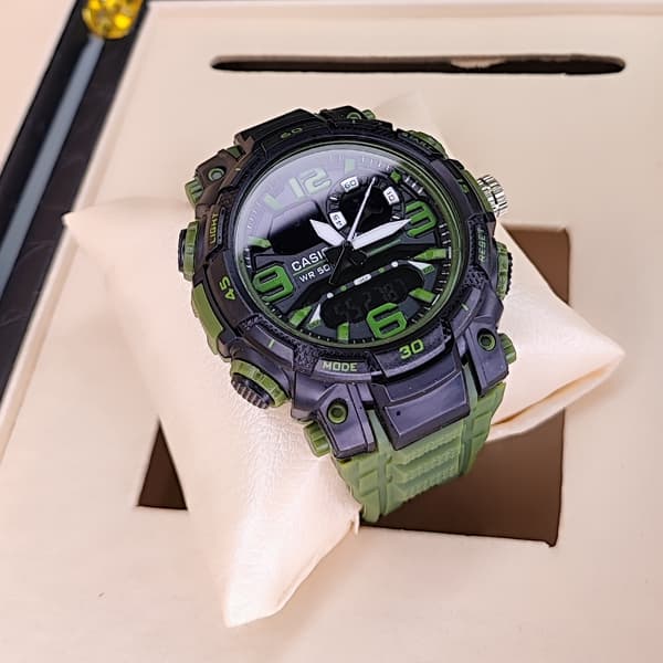 ساعت مچی کاسیو جی شاک دو زمانه مشکی سبز G-Shock (دو موتوره) — تصویر ۱۱