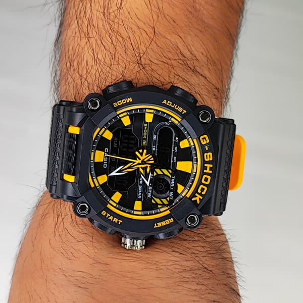 ساعت مچی کاسیو جی شاک دو زمانه زرد مشکی G-Shock (دو موتوره) — تصویر ۵