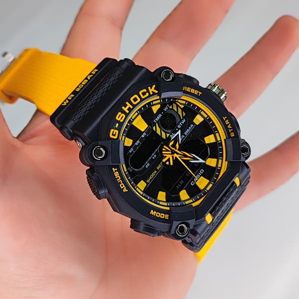 ساعت مچی کاسیو جی شاک دو زمانه زرد مشکی G-Shock (دو موتوره) — تصویر ۳