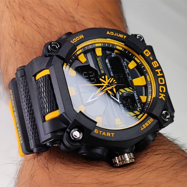 ساعت مچی کاسیو جی شاک دو زمانه زرد مشکی G-Shock (دو موتوره) — تصویر ۴