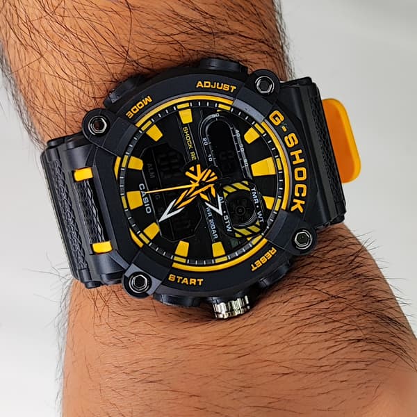 ساعت مچی کاسیو جی شاک دو زمانه زرد مشکی G-Shock (دو موتوره)