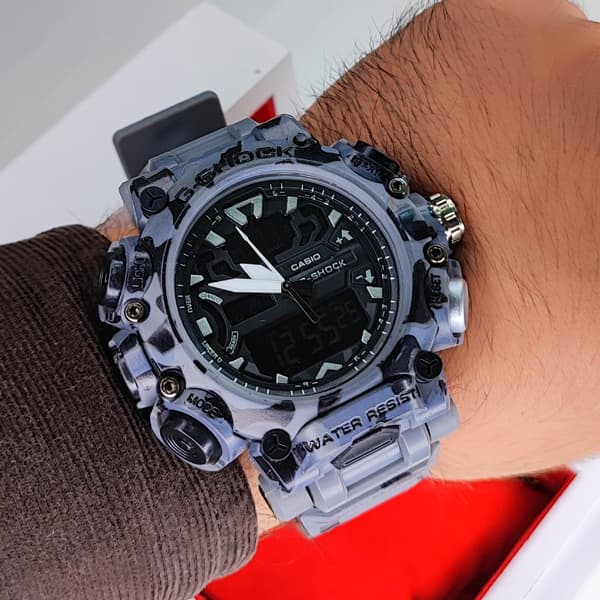 ساعت مچی جیشاک دو زمانه ارتشی خاکستری G-Shock (دو موتوره) — تصویر ۶