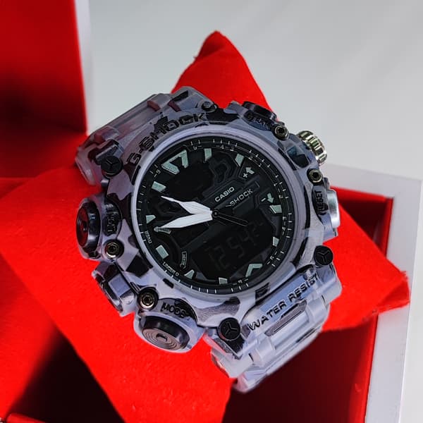 ساعت مچی جی‌شاک دو زمانه ارتشی خاکستری G-Shock (دو موتوره)