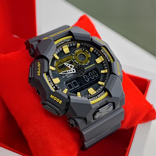 ساعت مچی جی‌شاک دو زمانه مشکی طلایی G-Shock (دو موتوره)
