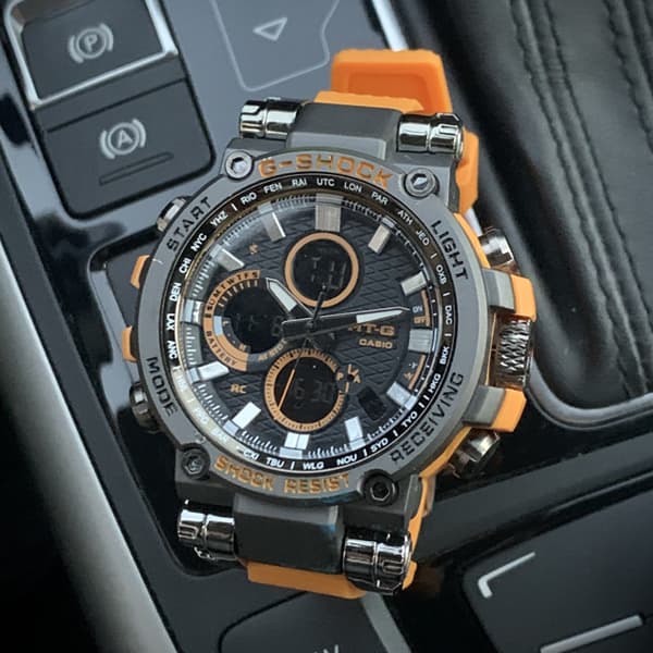 ساعت مچی جیشاک دو زمانه مشکی نارنجی مدل 5544 G-Shock (دو موتوره) — تصویر ۳