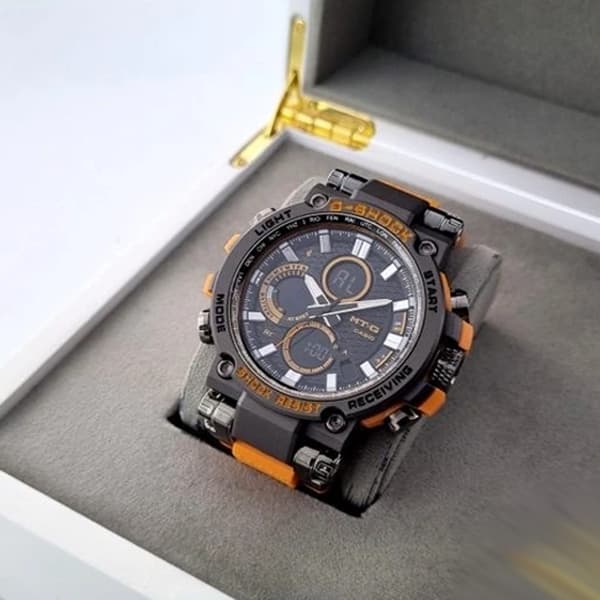 ساعت مچی جیشاک دو زمانه مشکی نارنجی مدل 5544 G-Shock (دو موتوره) — تصویر ۵