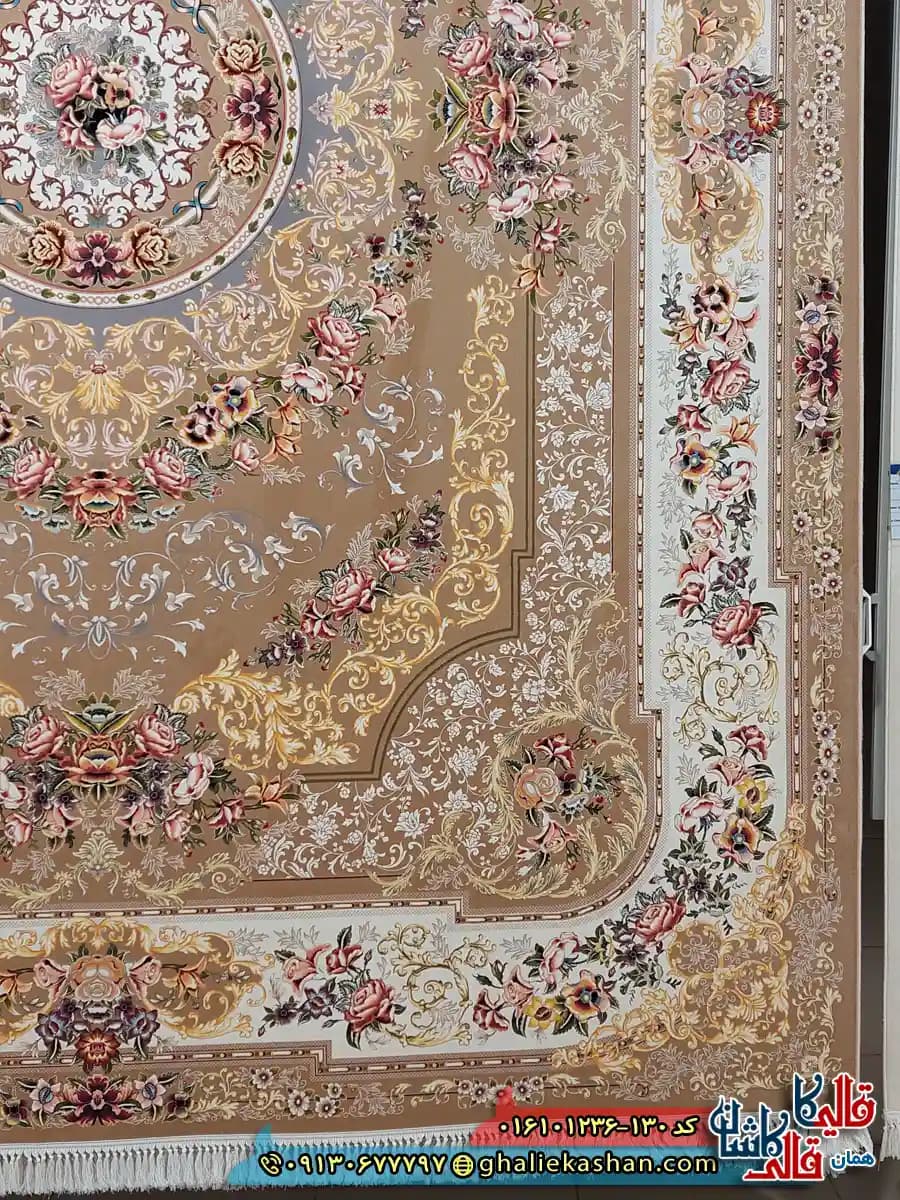 فرش 1200 شانه طرح شانار رنگ بژ کاشان — تصویر ۳