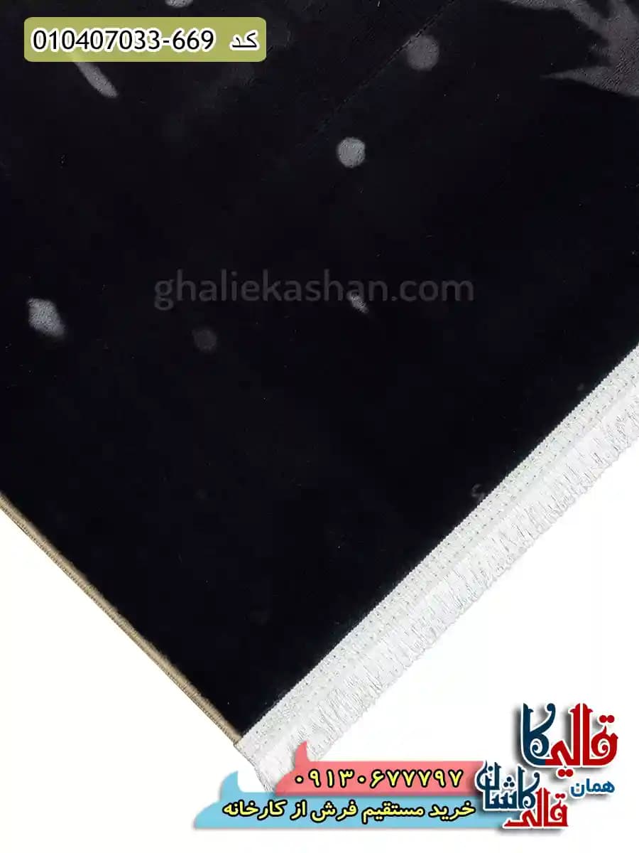 فرش کودک دخترانه 700 شانه طرح دختر برفی رنگ مشکی کاشان — تصویر ۵