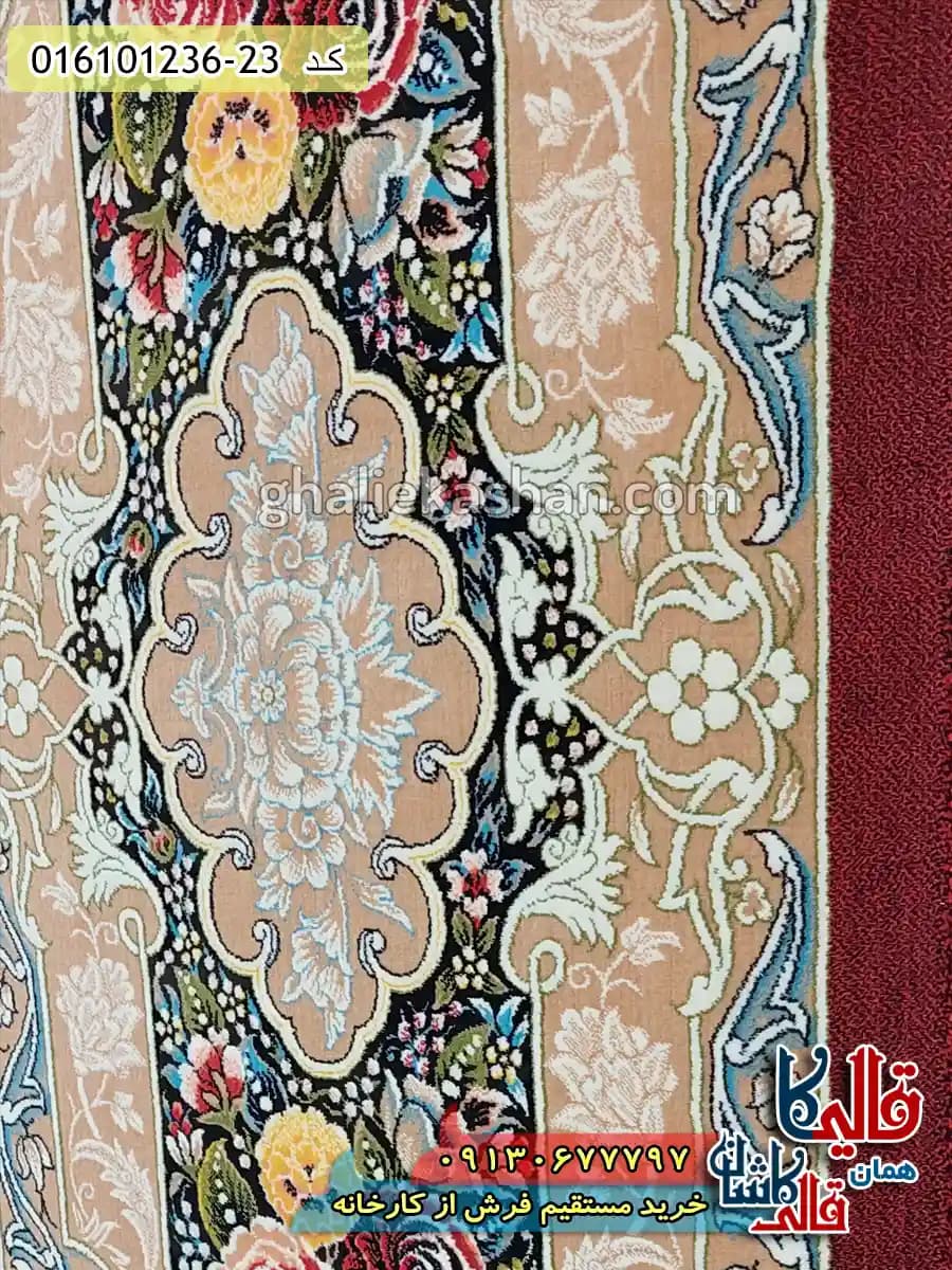 فرش 1200 شانه طرح آروانا رنگ زرشکی کاشان — تصویر ۴