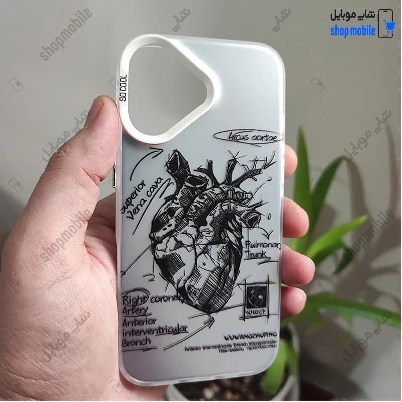 قاب گوشی آیفون 16 (کاور فانتزی So Cool طرح آناتومی قلب Silver)