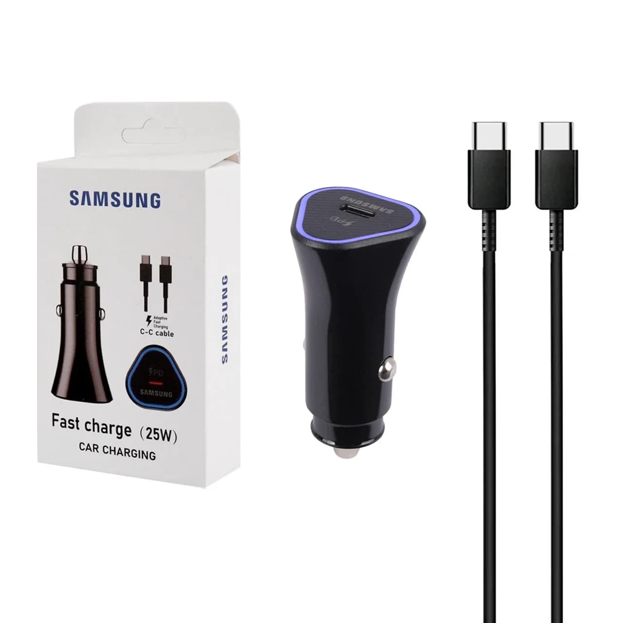 شارژر فندکی PD و فست تک پورت Samsung مدل EP-L502 25W به همراه کابل شارژ Type-C To Type-C – مشکی – RH