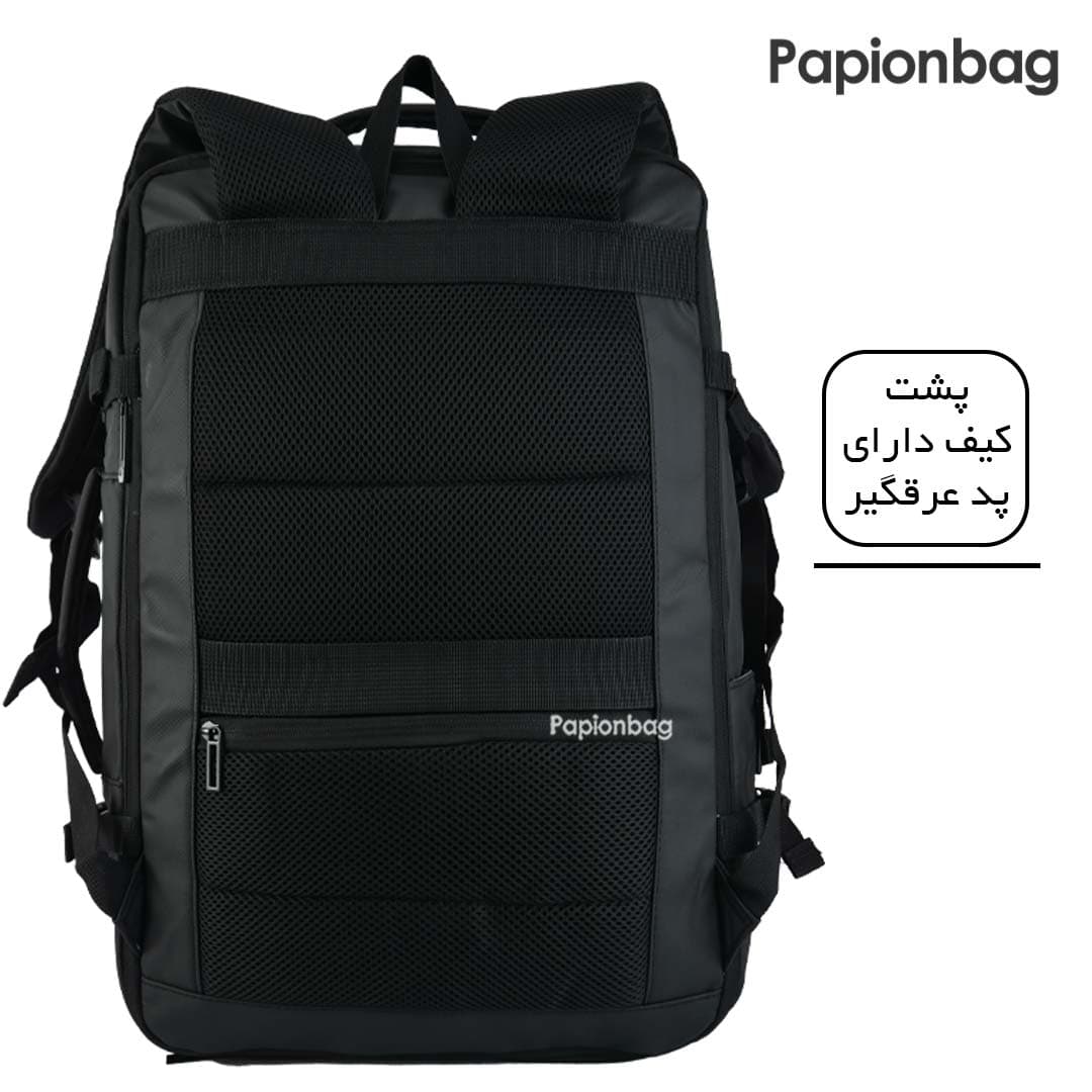 کوله پشتی لپ تاپ و سفر دارای جای کفش و امکان افزایش حجم کد349 — تصویر ۷