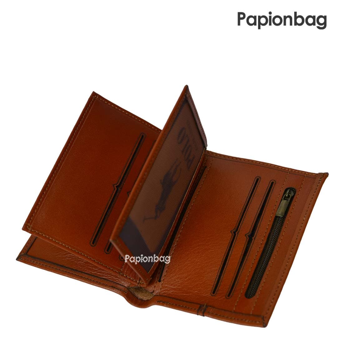 کیف پول کتابی چرم طبیعی پولو کد283 (مشکی- عسلی- قهوه ای) — تصویر ۸