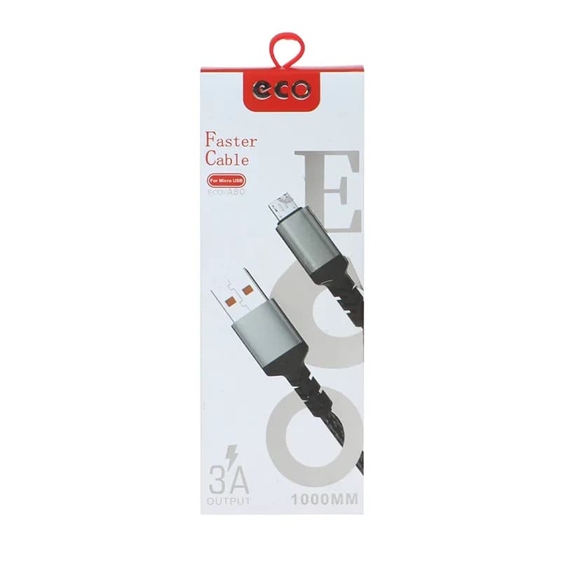کابل شارژ USB به میکرو 3A فست اکو A-80 طول 1 متر — تصویر ۲