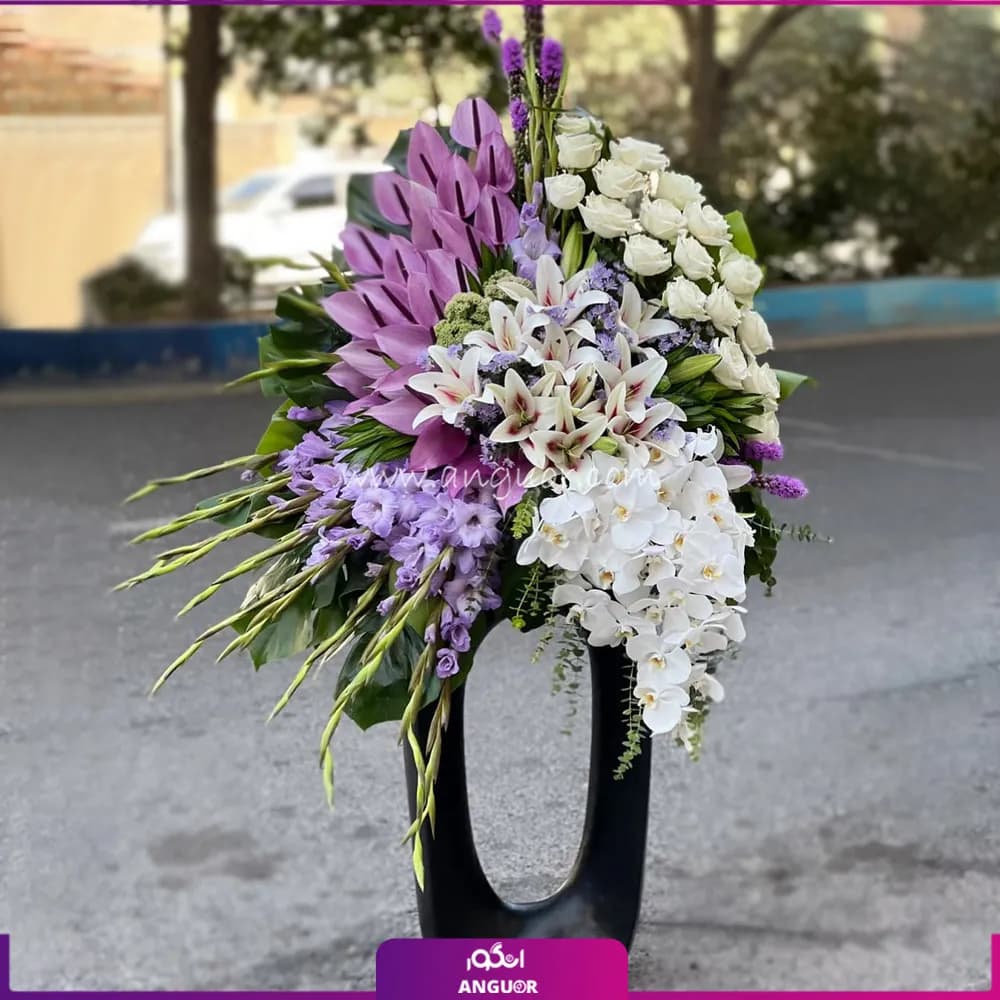 جام گل مهر 26 شاخه گل آنتوریوم (لیلیوم،رز،ارکیده،گلایول)