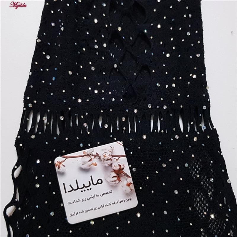 سرهمی فانتزی زنانه مدل نگین دار کد 4860-7203 رنگ مشکی — تصویر ۶
