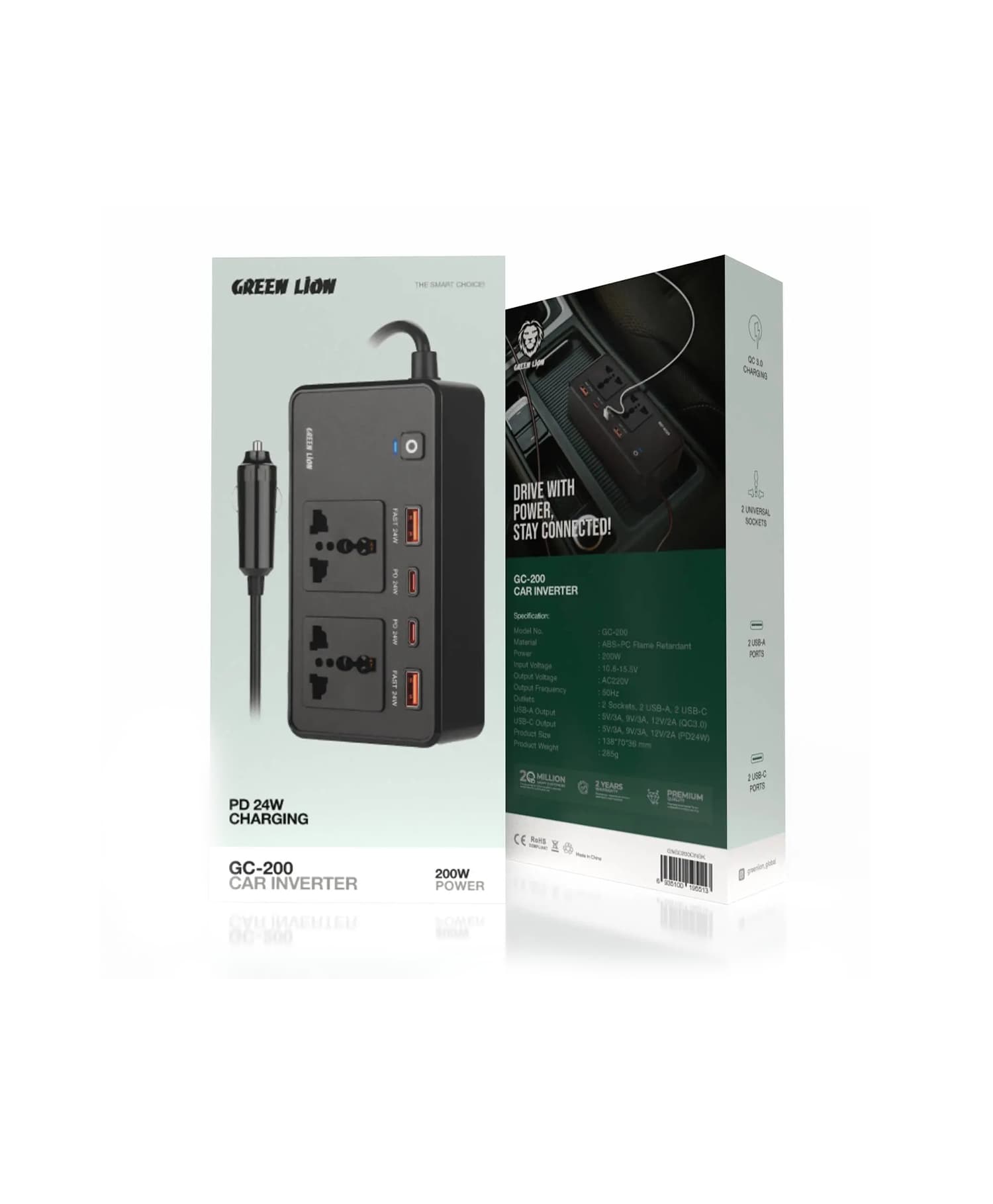 مبدل برق و شارژر خودرو گرین لاین GC-200 — تصویر ۳