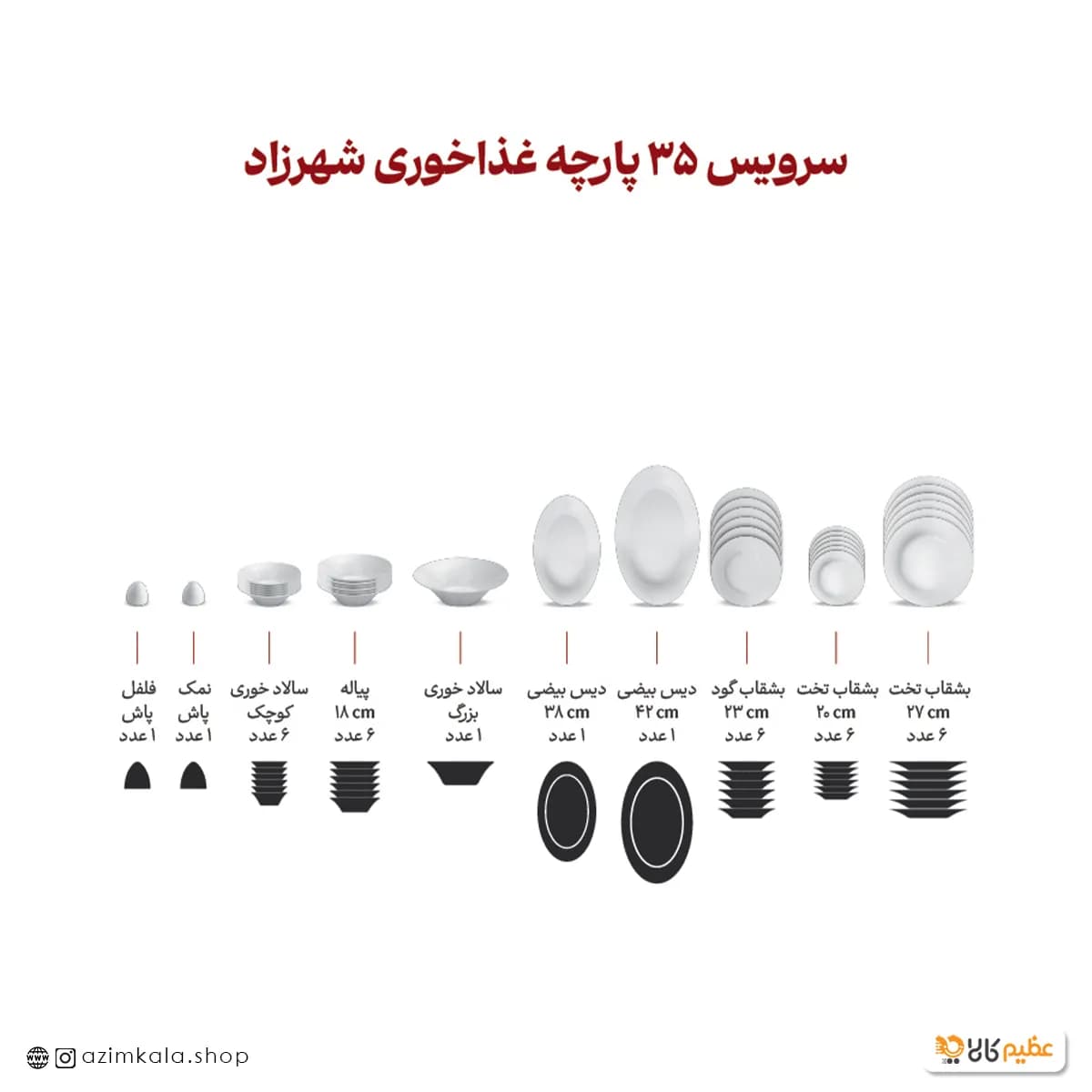 سرویس چینی 35 پارچه غذاخوری زرین گلدن گلکسی — تصویر ۲