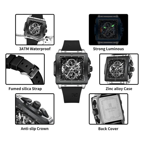 ساعت مچی مردانه نیوی فورس Naviforce NF8064 سبز — تصویر ۷