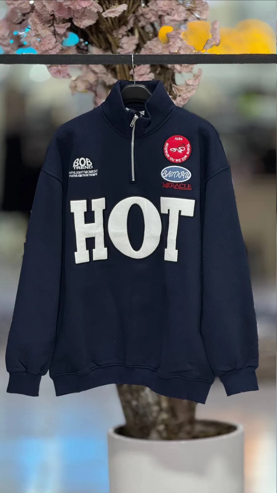 دورس نیم زیپ یقه ایستاده زنانه طرح HOT برند KTN (۲ رنگ) — تصویر ۲