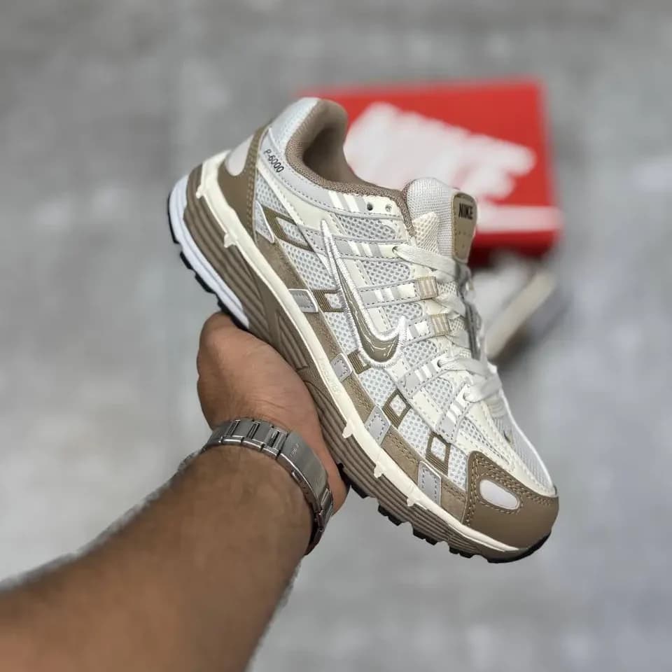 نایک P6000 سفید قهوه‌ای رانینگ |Nike P6000