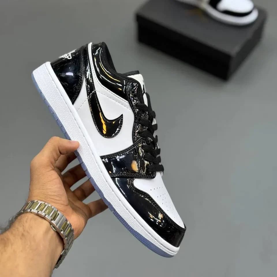 جردن وان لو ورنی سفید مشکی |Jordan 1 Low Patent White Black