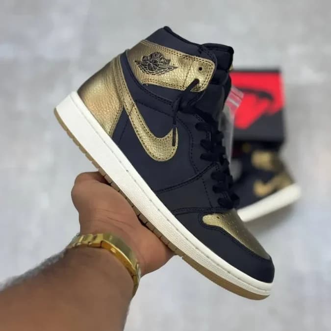 کفش جردن وان ساقدار مشکی گلد مستر کوالیتی | Jordan 1 High Black & Gold