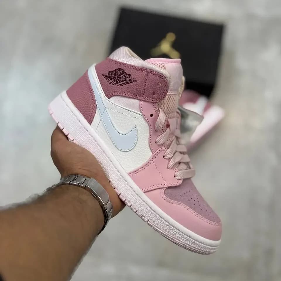 کفش جردن وان ساقدار صورتی سفید مستر کوالیتی | Jordan 1 High Pink