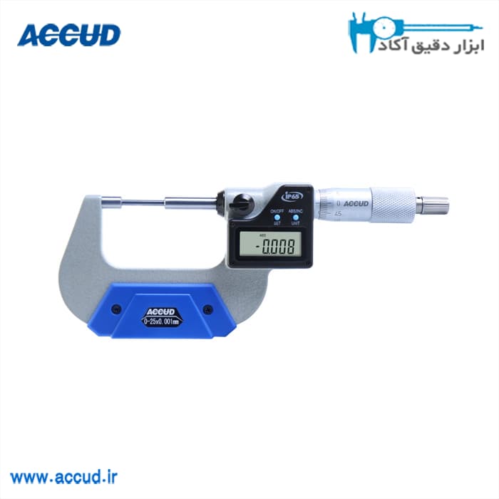 میکرومتر دیجیتال 25-0 دو پله Accud (اکود با گارانتی شرکتی) مدل 318-001-01