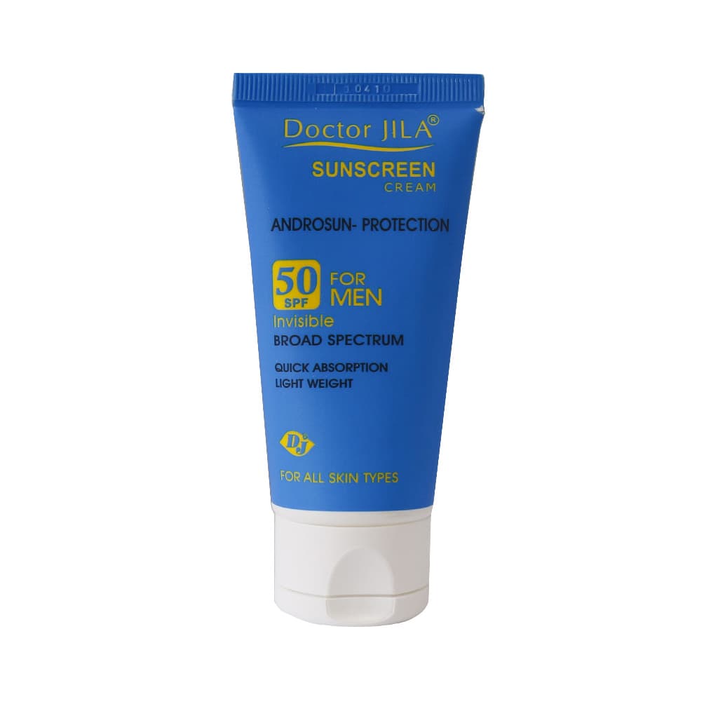 کرم ضد آفتاب بی رنگ SPF ۵۰ آندروسان پروتکشن دکتر ژیلا مناسب آقایان 50 گرم