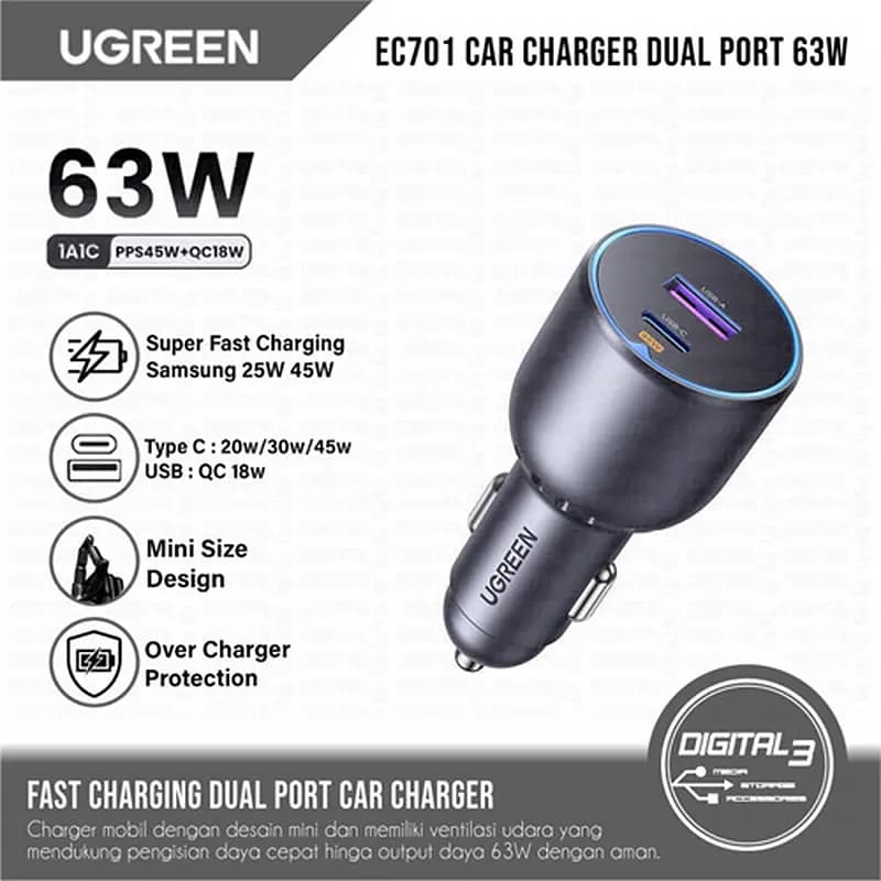 شارژر فندکی یوگرین مدل UGREEN EC701 — تصویر ۵