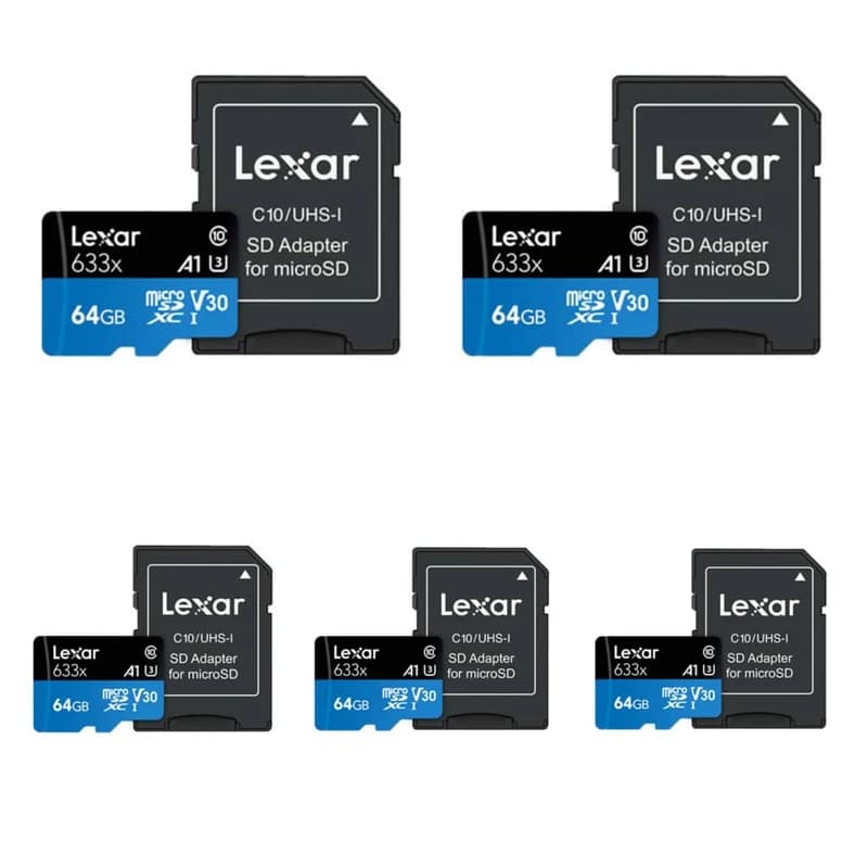کارت حافظه‌ microSDXC لکسار مدل 633X کلاس 10 استاندارد UHS-I U3 سرعت 95MB/S ظرفیت 64 گیگابایت بسته 5 عددی
