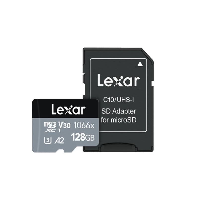 کارت حافظه microSDXC لکسار مدل 1066X کلاس A2 استاندارد UHS-U3 سرعت 160MBps ظرفیت 128 گیگابایت به همراه آداپتور SD — تصویر ۳