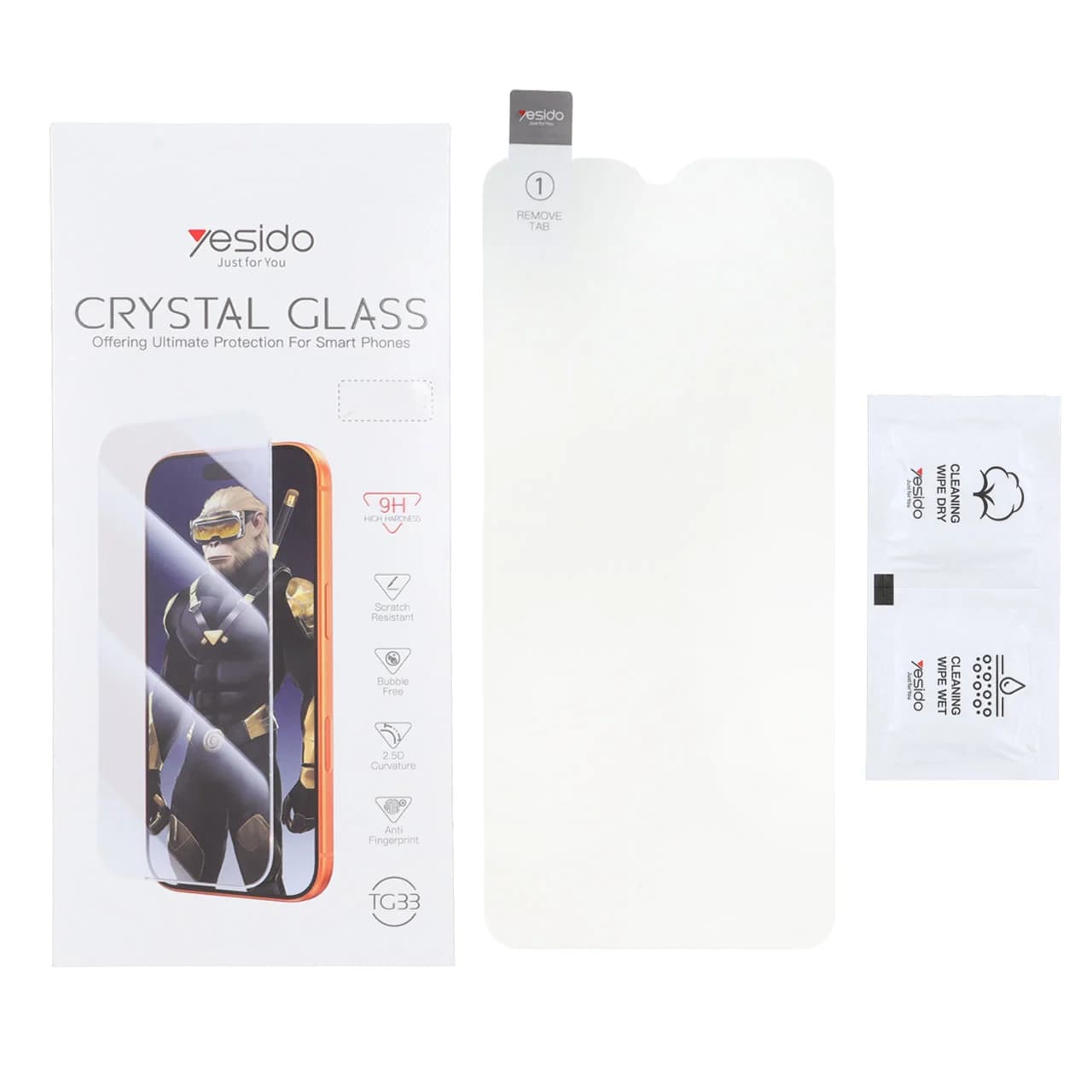 محافظ صفحه نمایش شیشه ای اورجینال بدون حاشیه Crystal Glass Yesido TG33 مدل Samsung Galaxy A10 / A10s / M10 / M20 / M01s (پک دار)