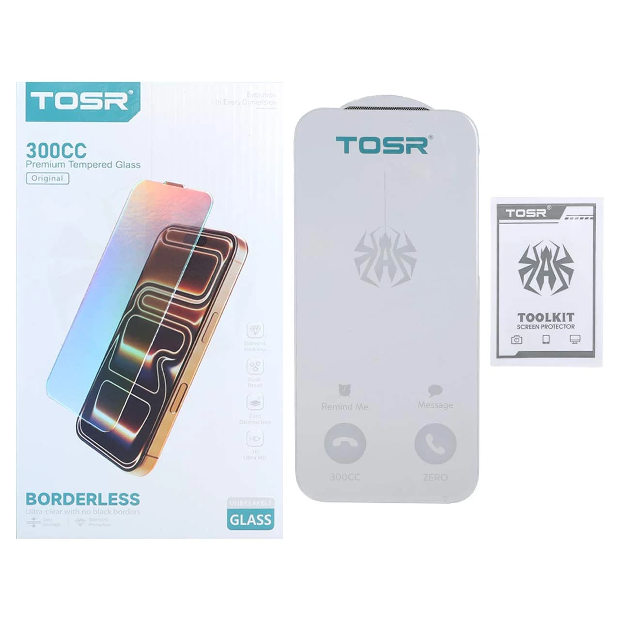 محافظ صفحه نمایش شیشه ای اورجینال TOSR بدون حاشیه Apple iPhone 17 Pro / iPhone 18 Pro (پک دار)